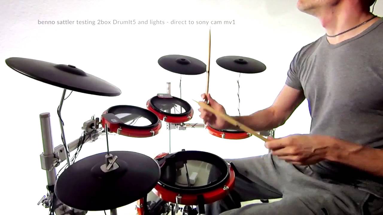 benno sattler testing 2box DrumIt5 and lights - direct to sony cam hdr-mv1