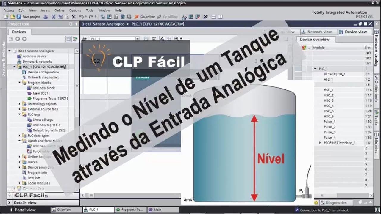 Medindo o Nível de um Tanque aberto - Entrada Analógica