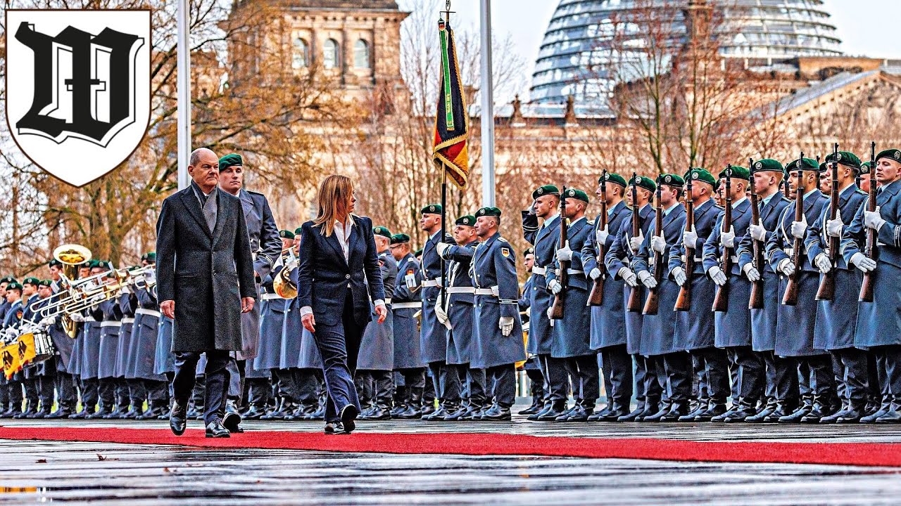 Militärische Ehren der Bundeswehr für Giorgia Meloni - Wachbataillon BMVg/Musikkorps der Bundeswehr