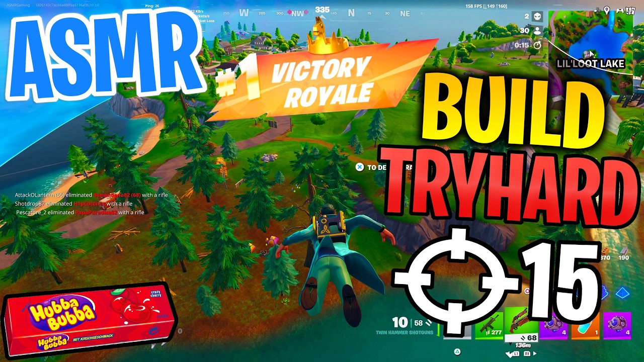 ASMR Gaming 😴 Fortnite Build Mode Tryhard! Relaxing Gum Chewing 🎮🎧 Controller Sounds + Whispering 💤