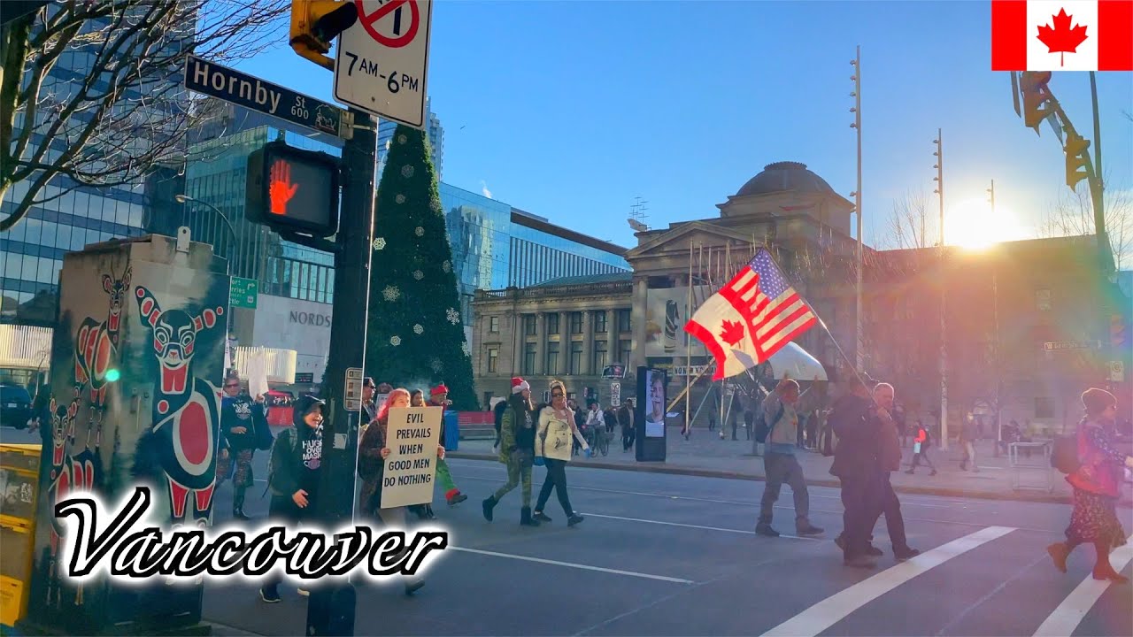 🇨🇦Vancouver Winter Walk - Hornby Street in Downtown - 【4K】