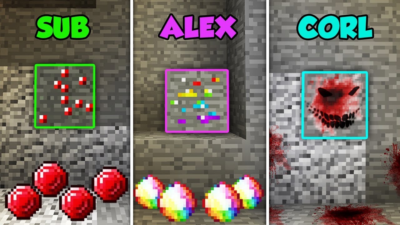 SUB vs ALEX vs CORL - RARE ORES in Minecraft! (The Pals)