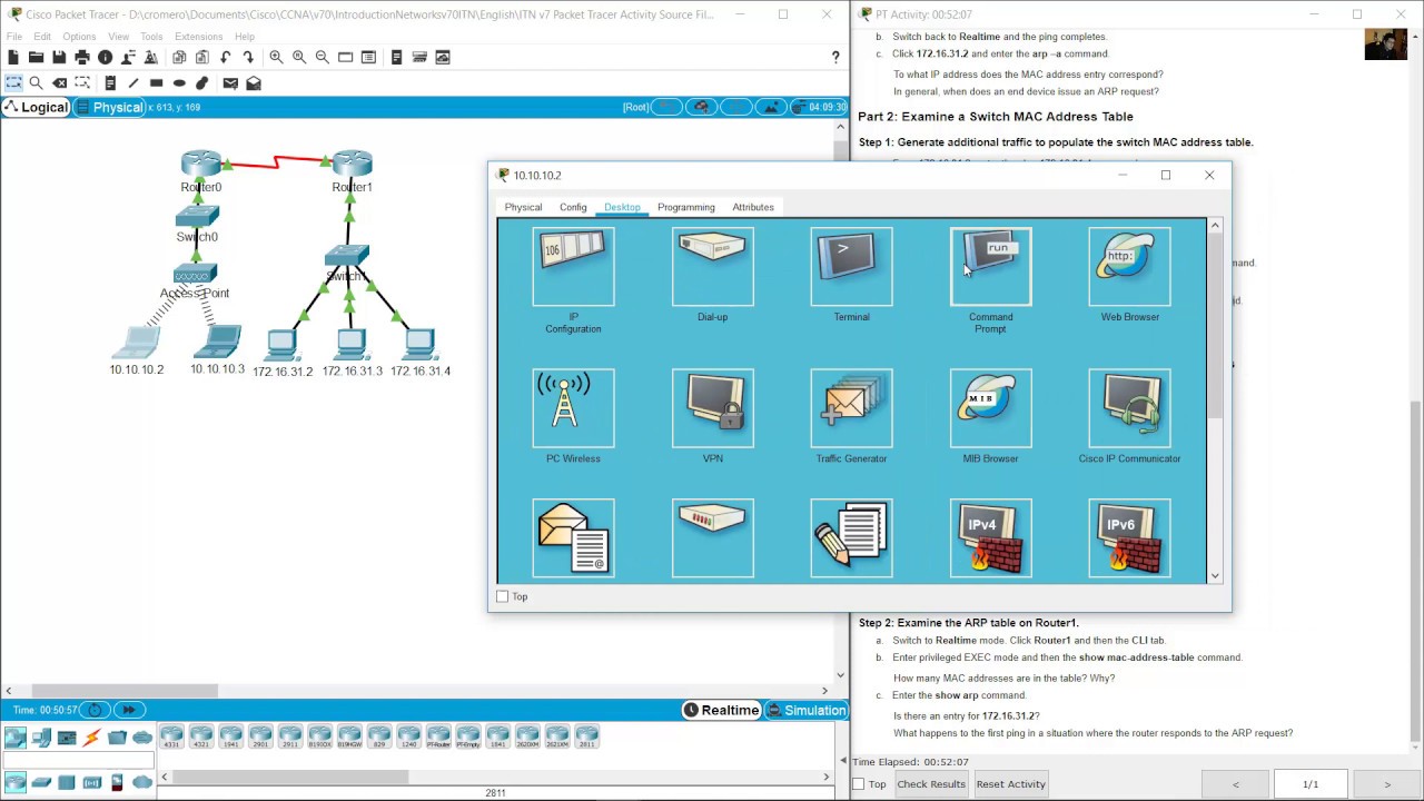9.2.9 Packet Tracer - Examine the ARP Table