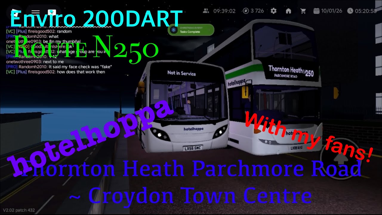 Roblox Croydon | hotelhoppa Enviro 200 | Route N250 | Thornton Heath Parchmore Road~Croydon Town Ctr