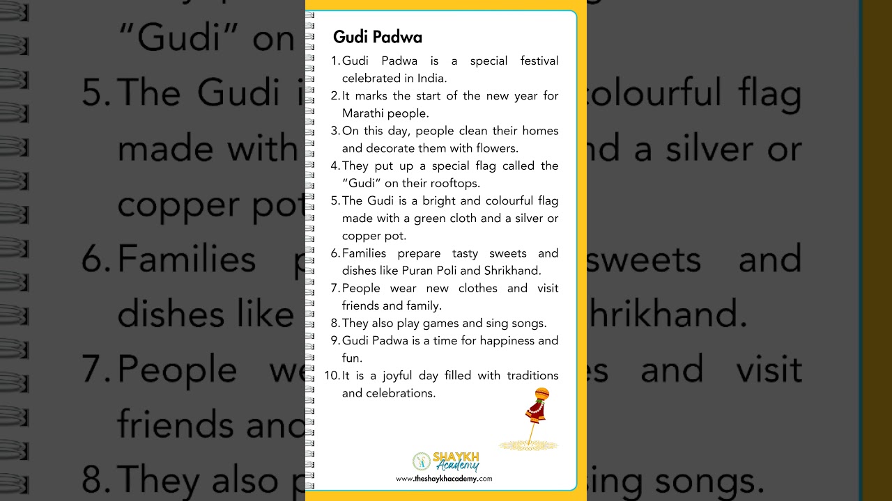📝 Write 10 lines on Gudi Padwa 🗓️ | Easy English Essay Writing for Students #shorts #english