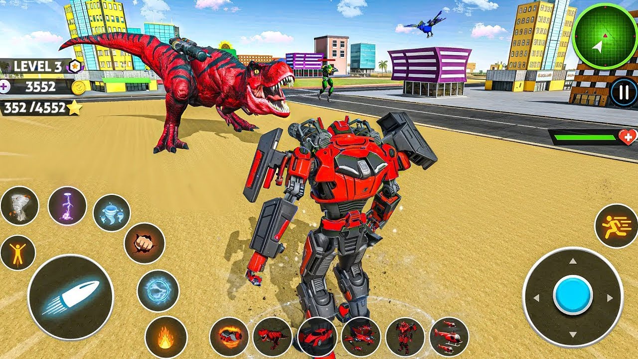 Dino Robot Transformation Jet Car Bike Dinosaur Robot Game 2026 Super Fight City- Android Gameplay