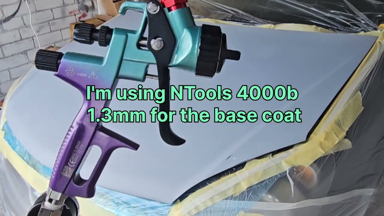 Base + Clear Coat Spraying On The Hood Using NTools 4000B & TE20