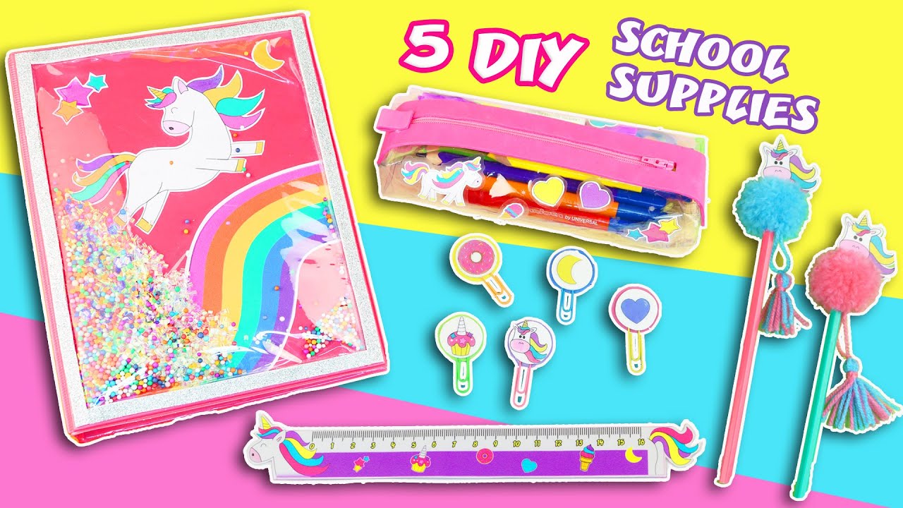 5 DIY 🦄 UNICORN【 School Supplies 】 - Back to SCHOOL | aPasos Crafts DIY