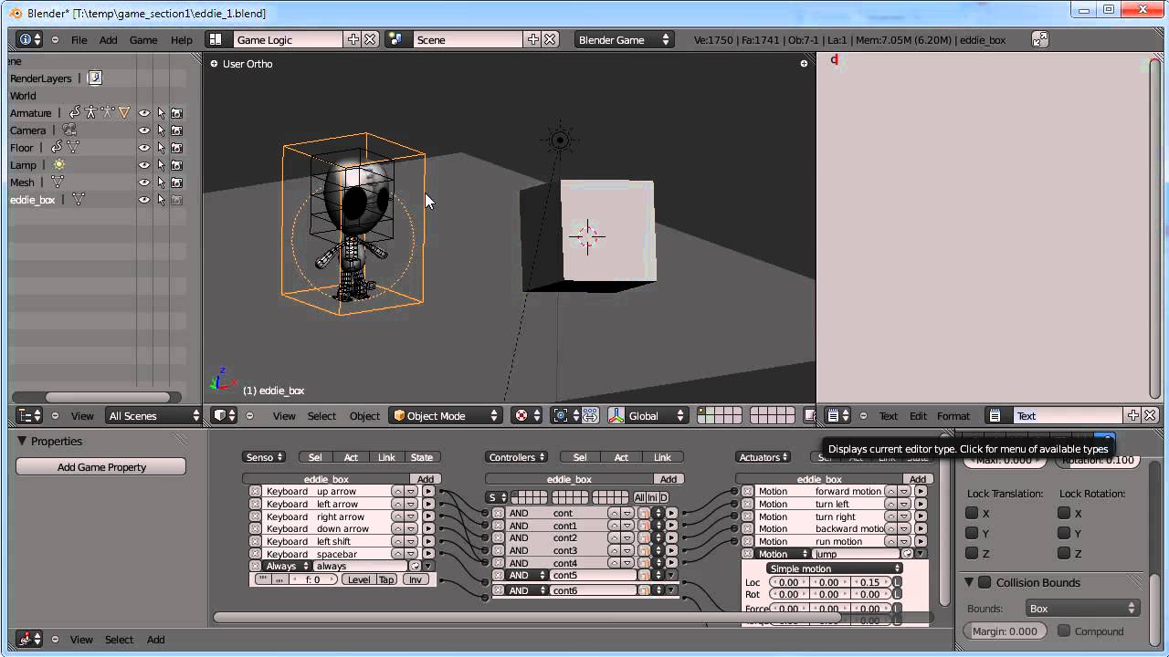 Blender Game Engine:Simple Character Part 02