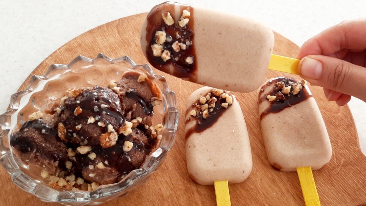 طرز تهیه بستنی موزی خانگی بدون شکر و بدون ثعلب و فقط با نصف لیوان شیر،بستنی رژیمی،Banana ice cream
