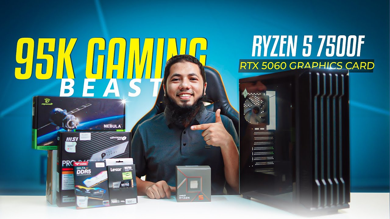 Игровой зверь 95K। Ryzen 5 7500F с RTX 5060। Лучшая сборка игрового ПК। Универсальное решение
