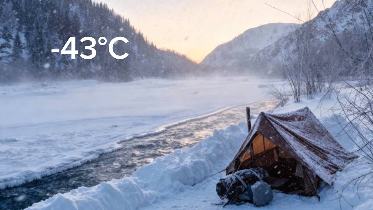 | Survived -43°C in a Hot Tent | ExtremeOff Grid Winter Life 