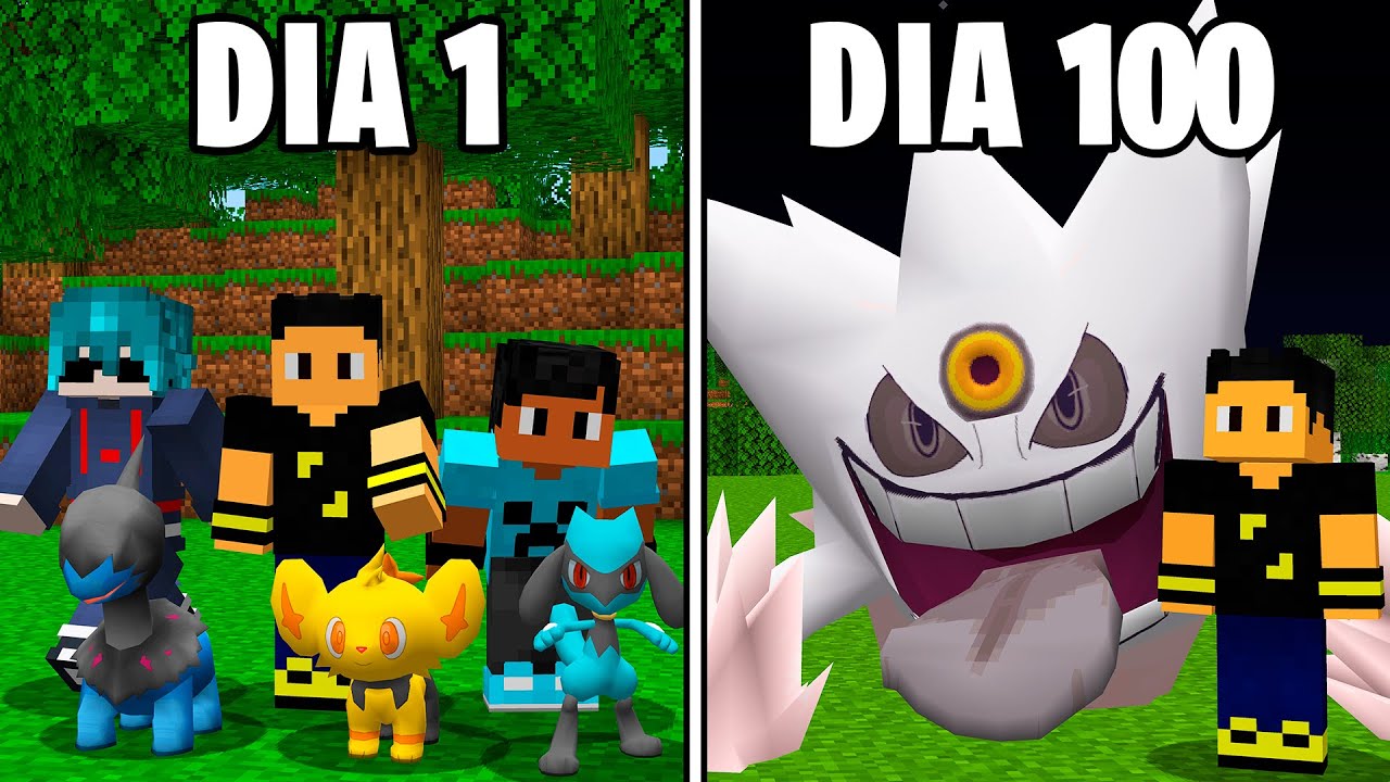 Sobrevivi 100 Dias Contra Youtubers no Minecraft Pixelmon - O FILME 1