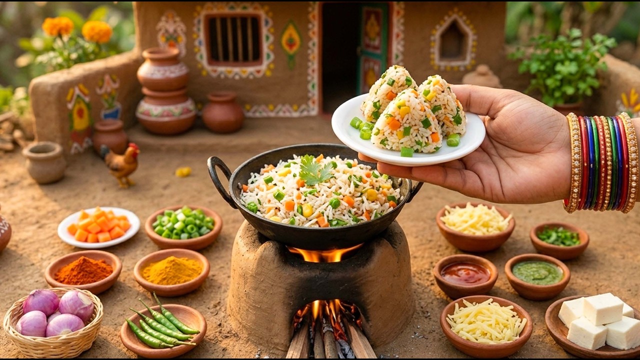 Как приготовить миниатюрный рис с яйцом 🥚😋 Самая маленькая индийская еда на свете | Tini Foodkey