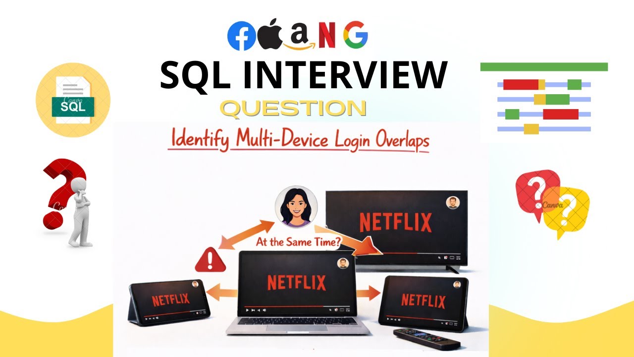 Вопрос для собеседования по SQL в Netflix (продвинутый уровень): Выявление совпадений при входе в...