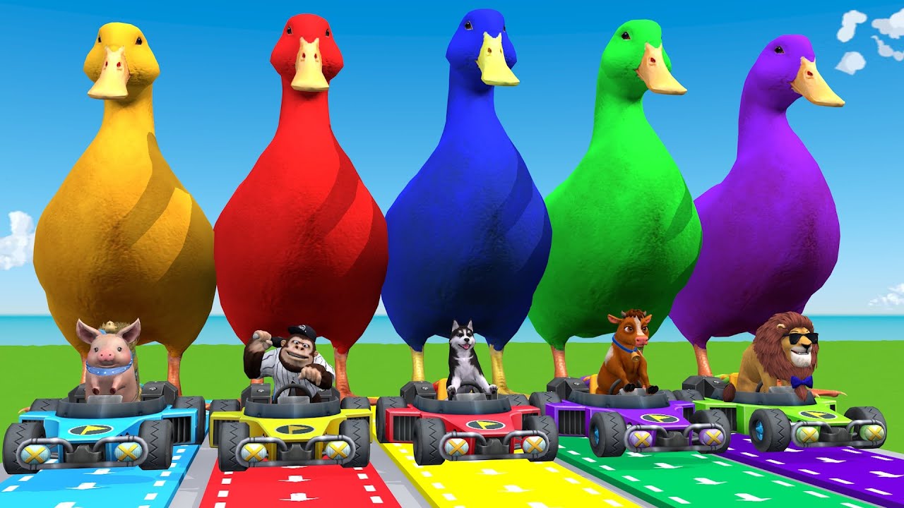 Long Slide Game With Cow Elephant Gorilla Hippopotamus Tiger 3d Animal Game Funny 3d Animals