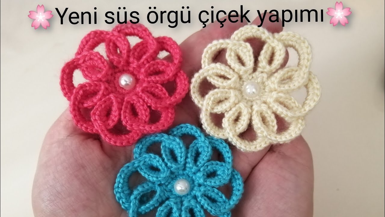 Yeni Örgü Çiçek Modeli Yapımı (Patik Süsleme Çiçeği) 🌺🌼🌸