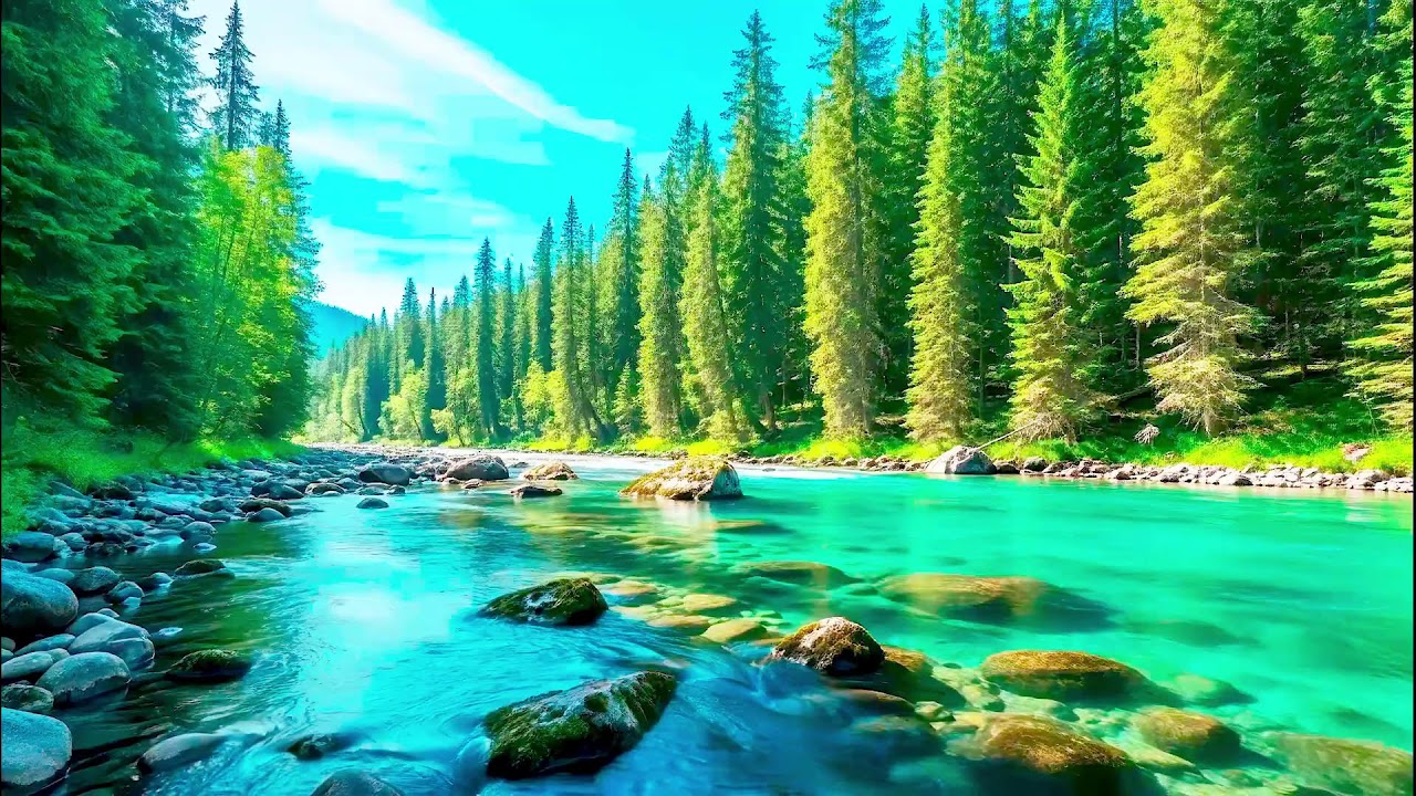 Gentle River Sound for Deep Sleep Flow White Noise Meditation Natural Forest Ambience