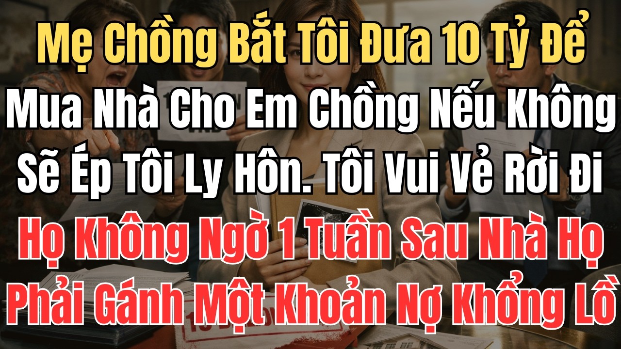 Mẹ Chồng Bắt Tôi Đưa 10 Tỷ Để Mua Nhà Cho Em Chồng Nếu Không Sẽ Ép Tôi Ly Hôn. Tôi Vui Vẻ Rời Đi...
