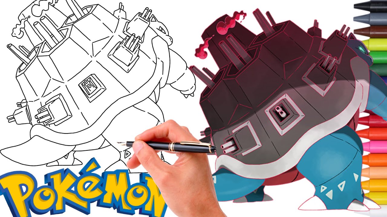 Como Desenhar FACILMENTE O POKÉMON GIGANTAMAX BLASTORISE ! | Pokemon Evolution