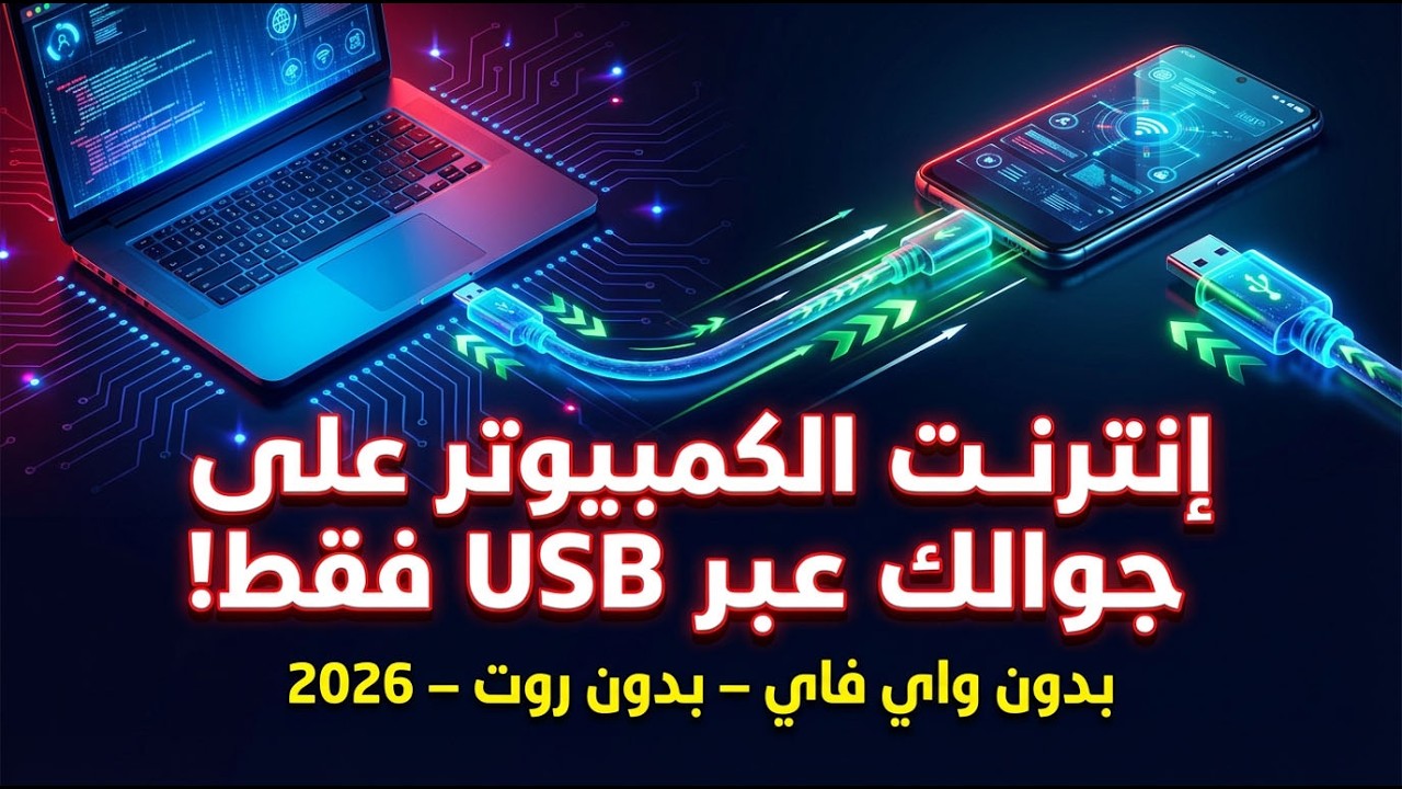 مشاركة الإنترنت من ويندوز إلى الأندرويد عبر USB