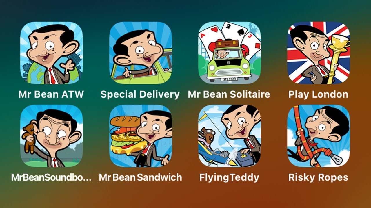 Mr Bean Around the World,Mr Bean Special Delivery,Solitaire,Play London,Flying Teddy,Risky Ropes