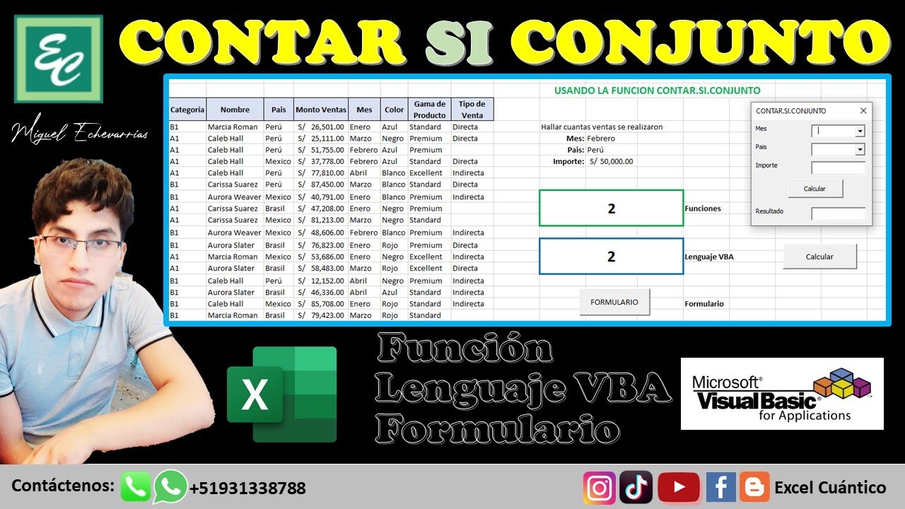 📌Como Utilizar CONTAR.SI.CONJUNTO como Función, Lenguaje VBA y Formulario 🛑