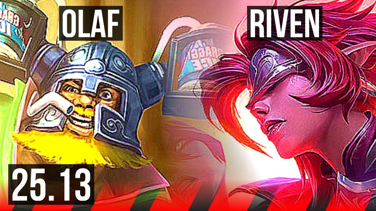 OLAF vs RIVEN (TOP) | 9 solo kills, 1400+ games, 16/4/6, Dominating | KR Master | 25.13