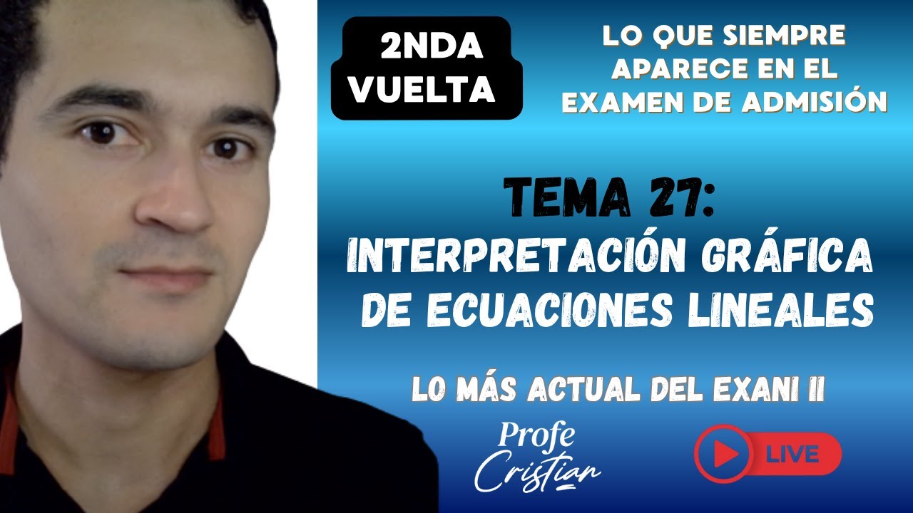 Exani II 2nda vuelta - Tema 27: Interpretación Gráfica de Ecuaciones Lineales