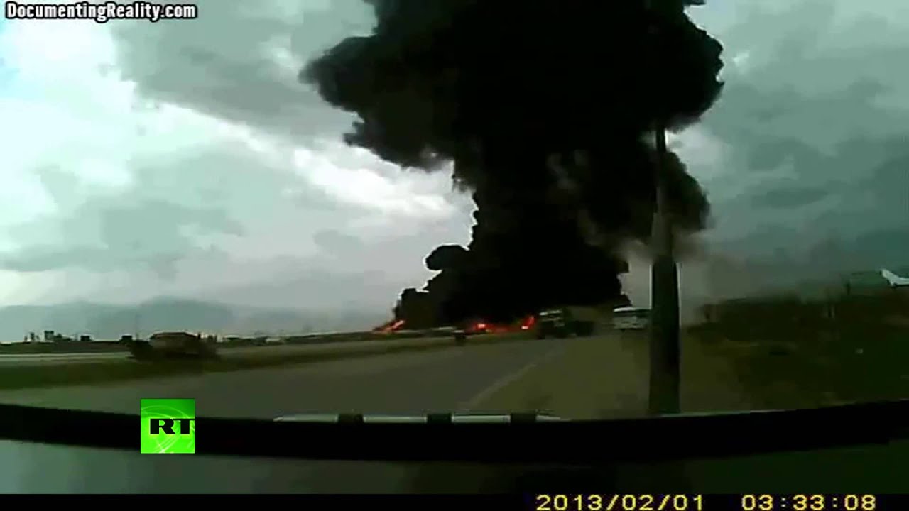 Dramatic footage Cargo Boeing 747 crashes at Bagram Airfield [HD]