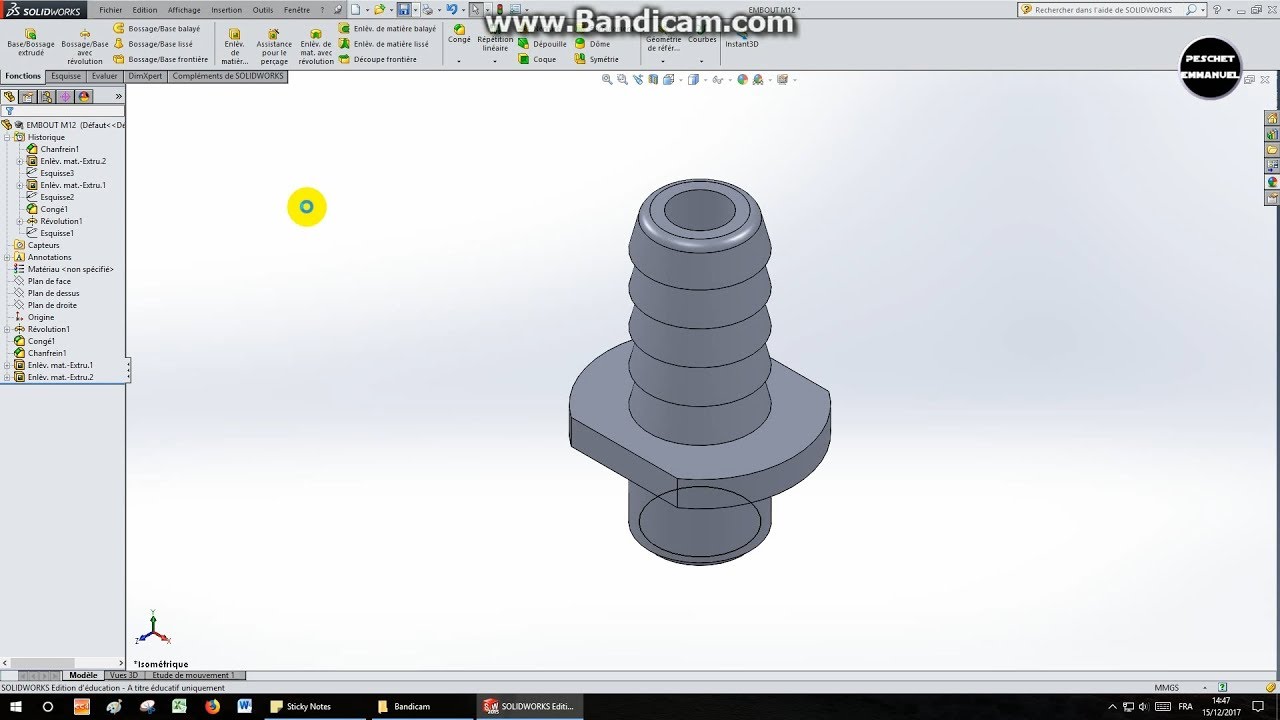 SW5-VERIN SIMPLE EFFET-TP10-EMBOUT M12 (MODELISATION VOLUMIQUE)
