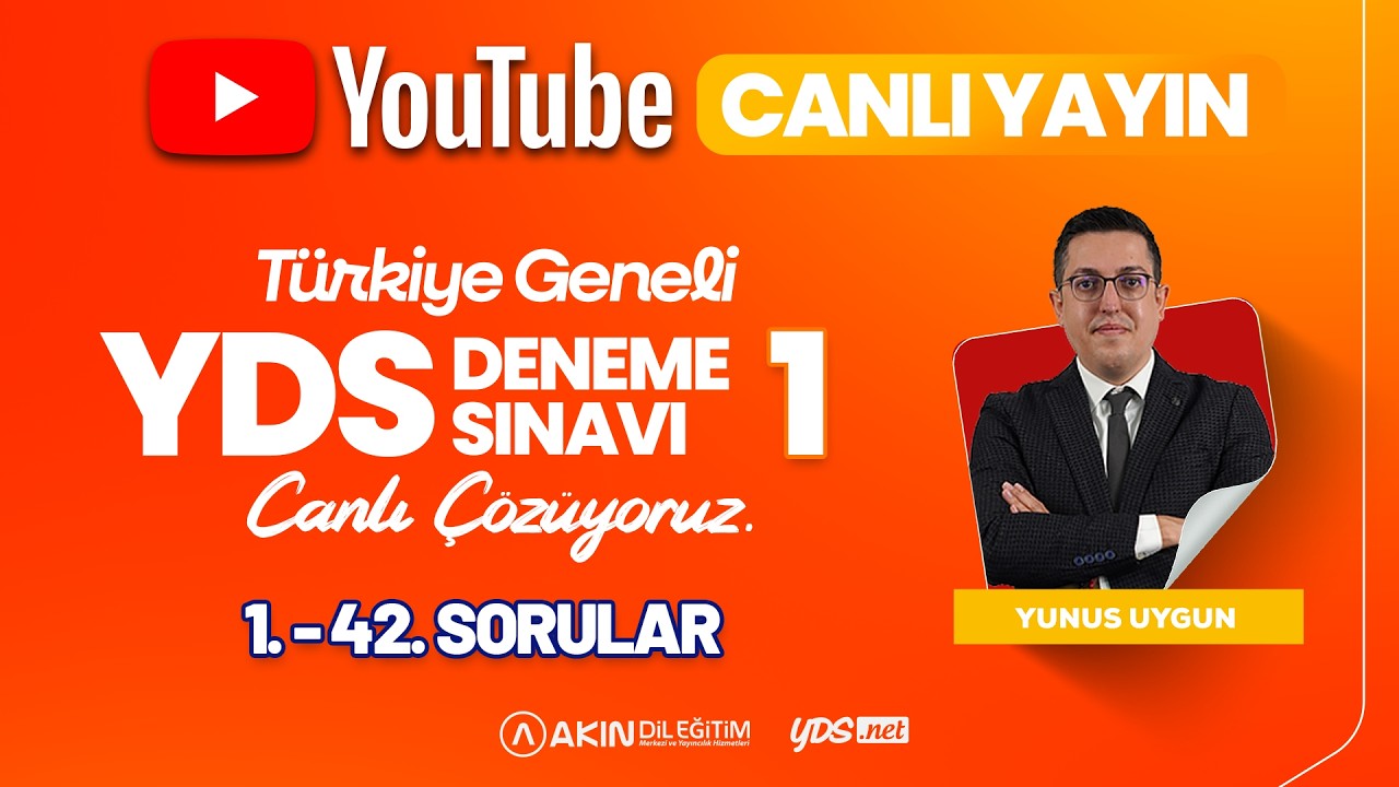 🔴 Canlı Yayın Akın Dil Eğitim  - Türkiye Geneli YDS Deneme Sınavını Canlı Çözüyoruz.