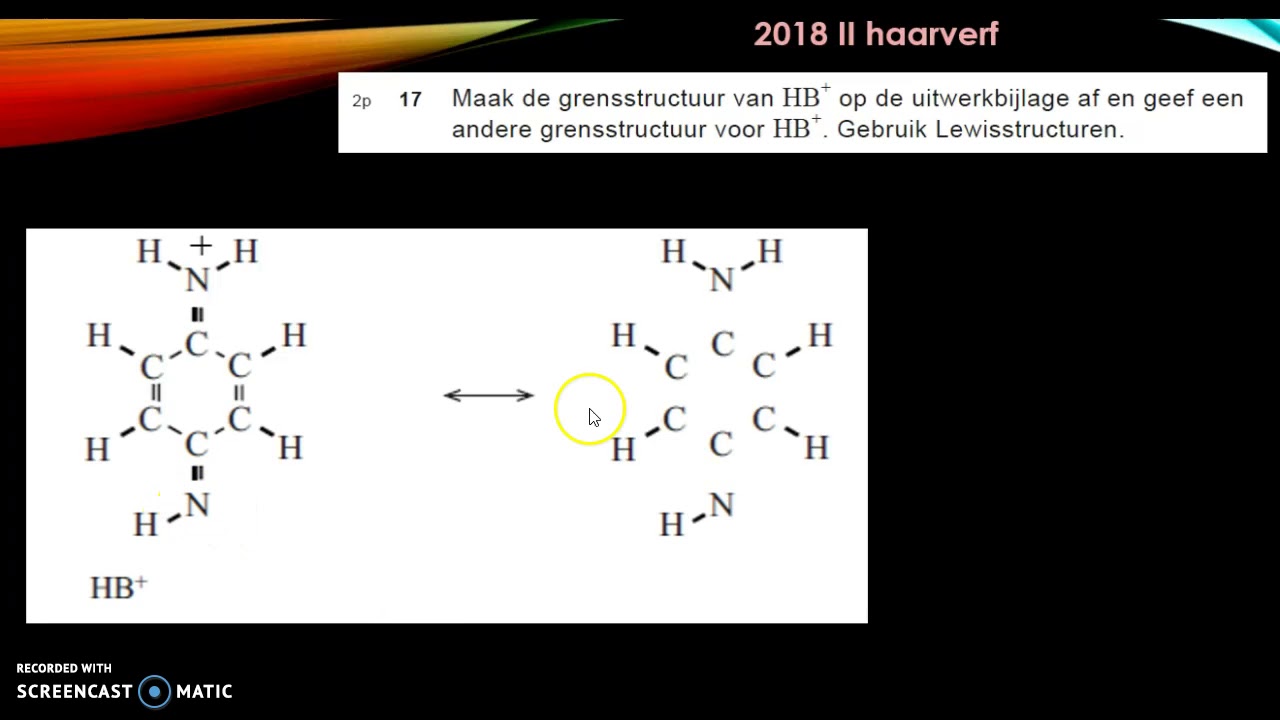 haarverf, vwo herexamen scheikunde 2018, 13 t/m 19