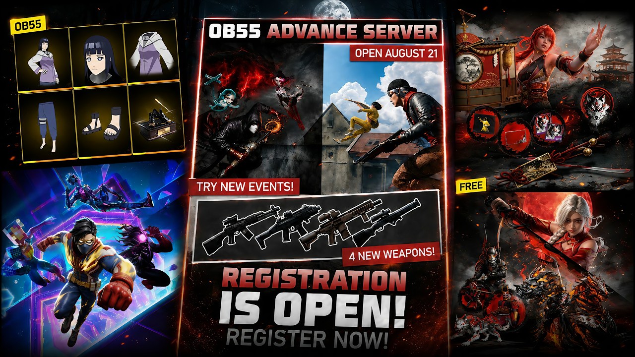 OB55 Advance Server Registration | 🌕Scarlet Moon Collection/Free Rewards/Paid Events - Full Preview