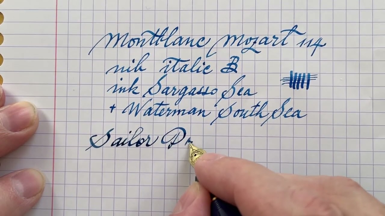 Writing with Montblanc Mozart 114 custom nib italic B vs Sailor Profit Standart nib MS