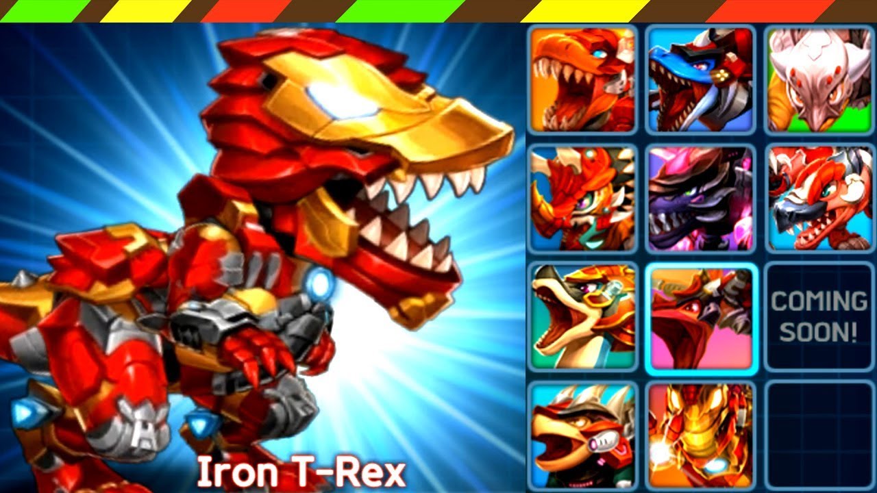 Dino Battle #44: Iron T-Rex VS Boss Tyrannosaurus, Brachiosaurus, Ankylosaurus & Mosasaurus