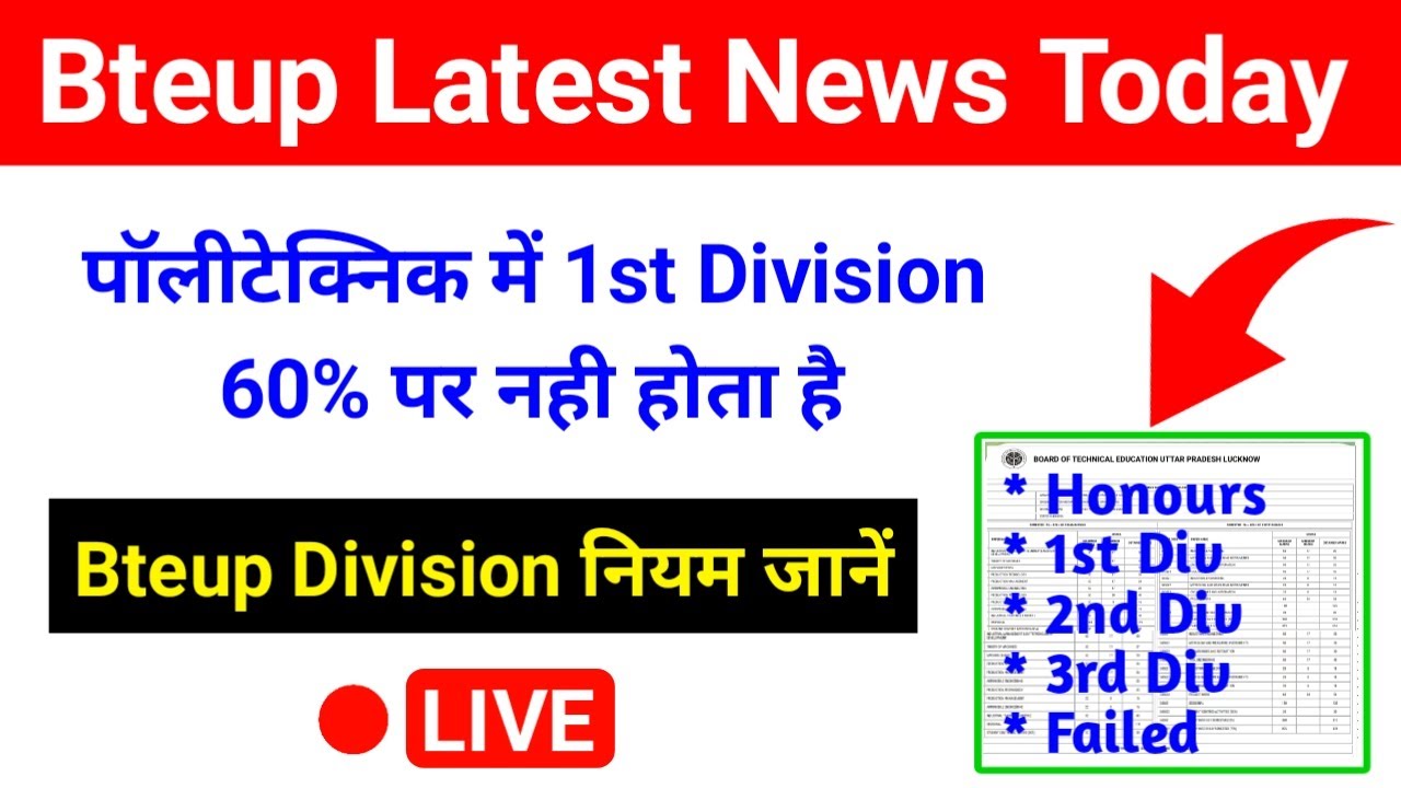 Bteup First Division Kitne Percent par hota hai | Polytechnic Division Grade Rules | bteup division