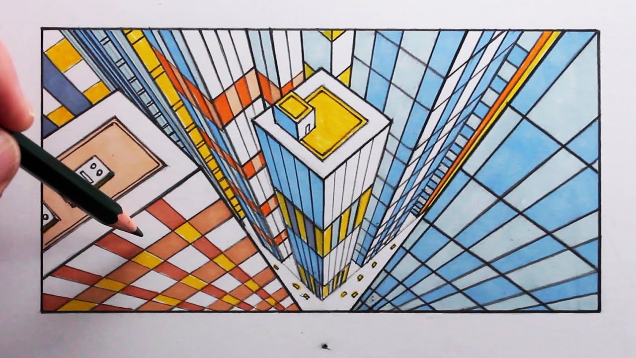 How to Draw a Bird's Eye View of a City using One-Point Perspective