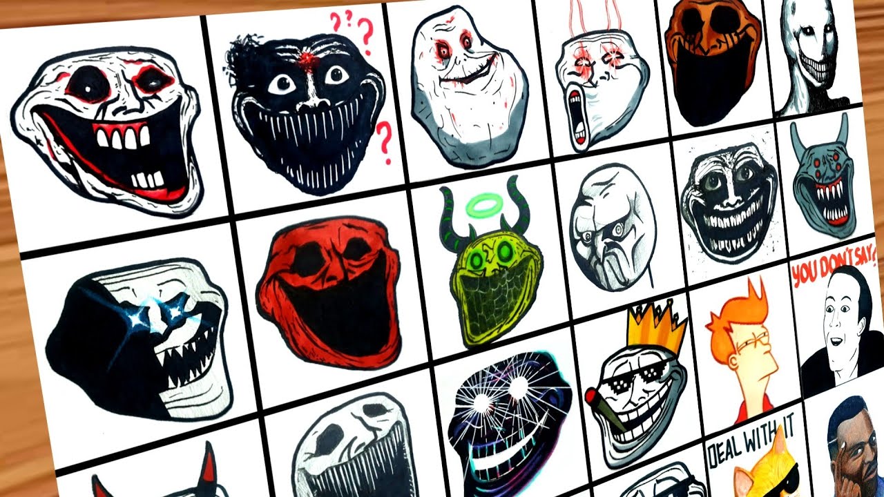Drawing All Scary Troll Face & Popular Memes icons - Which one do you like?
