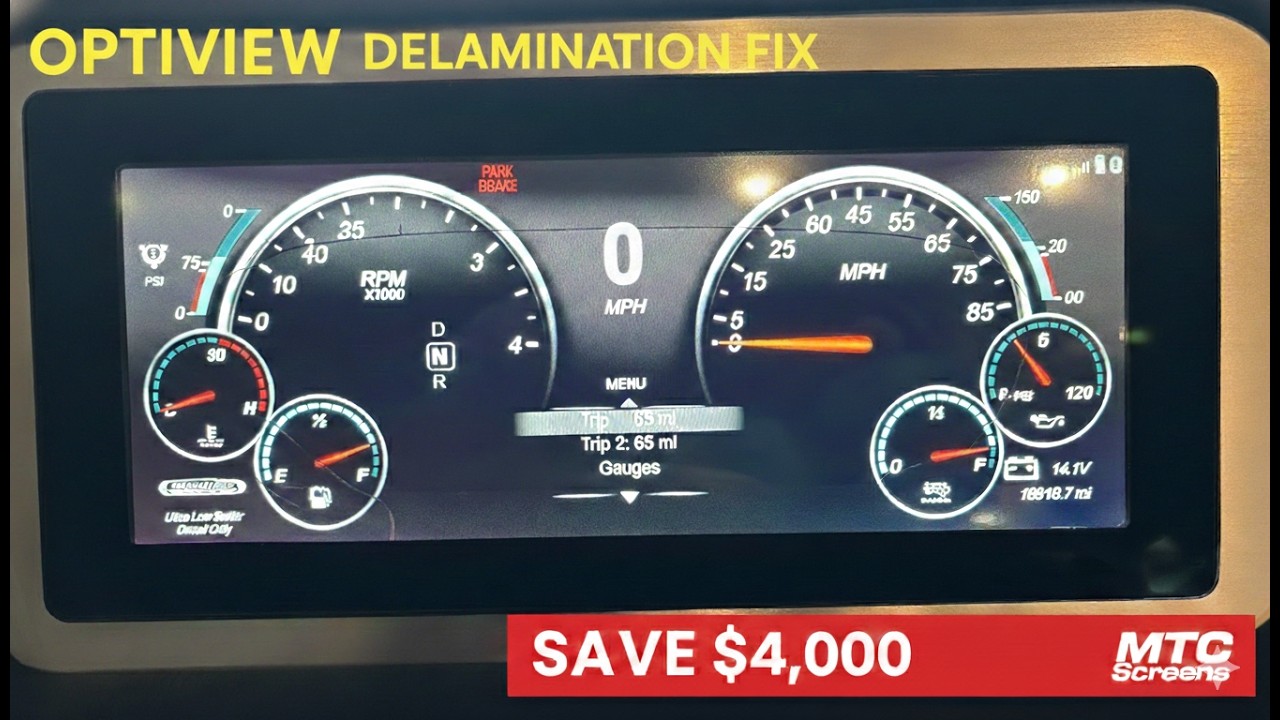 Newmar Delaminated Screen Replacement - Freightliner Optiview Dash - 66-02439-000