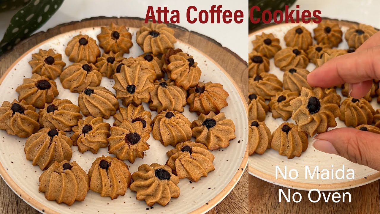 No Maida, No Oven Atta Coffee Cookies In kadai | बिना मैदा  बिना Oven गेहूं के आटा से बनी Cookies