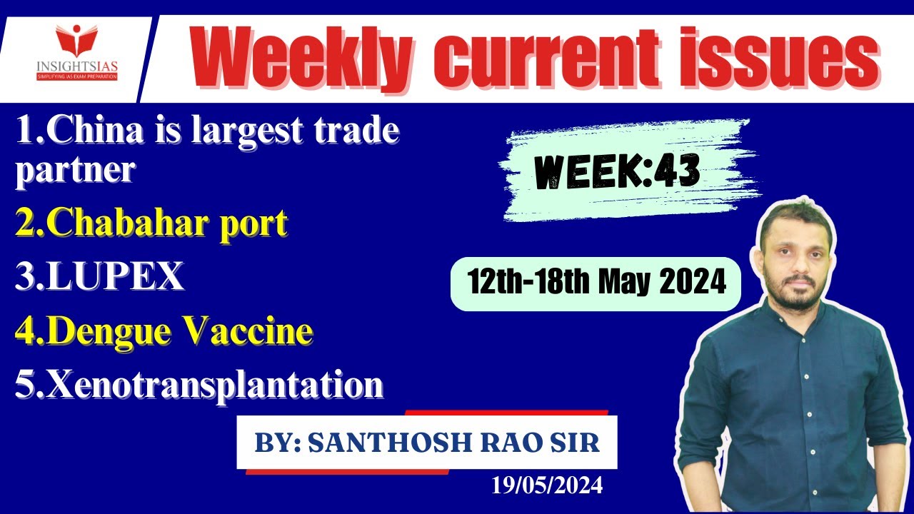 Week 43 (12th-18th May)||#weeklycurrentaffairs in English|| I-CAN Issues by #santhoshraoupsc