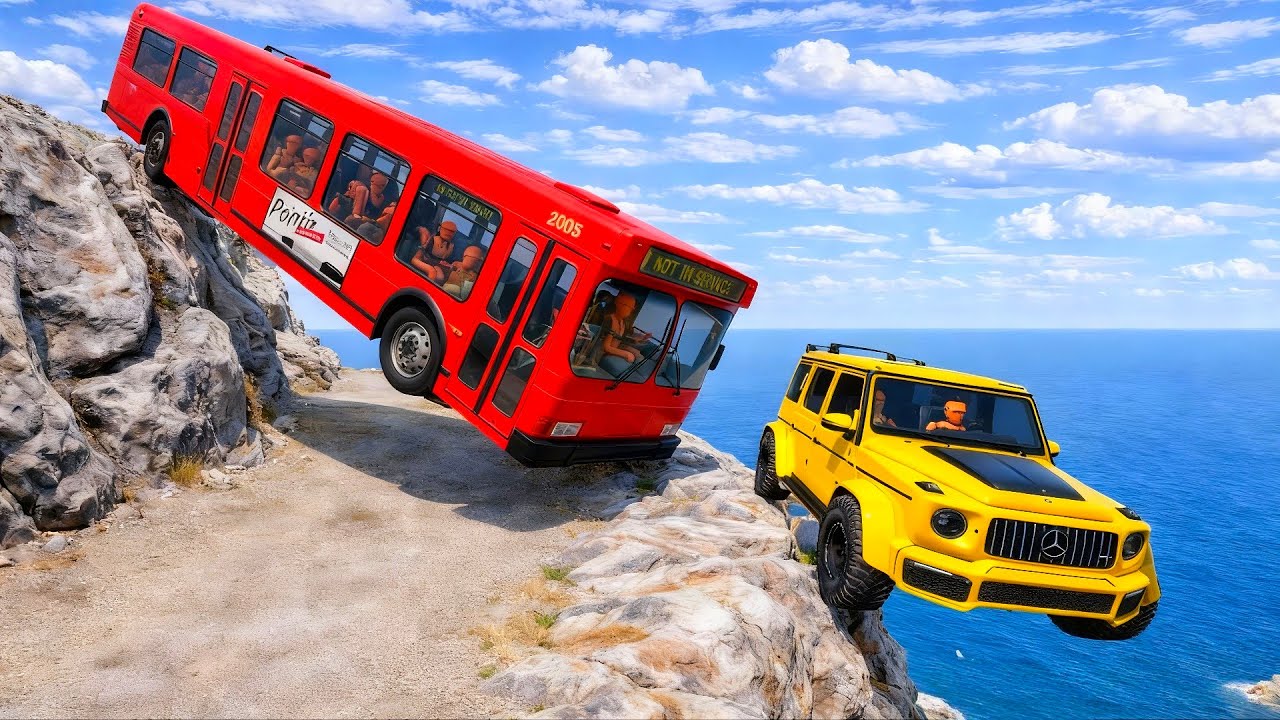 Bus vs deep mountain Cliff crash 💥😱 | Beamng Drive Episode 46!