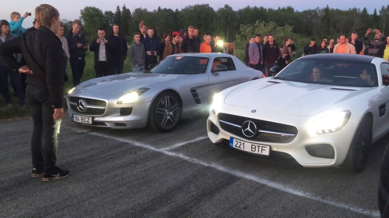 Drag race Mercedes SLS AMG vs AMG GT
