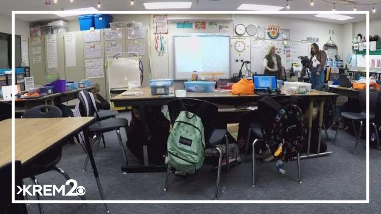 The Great Washington ShakeOut earthquake drill teaches Arlington Elementary students about natural d