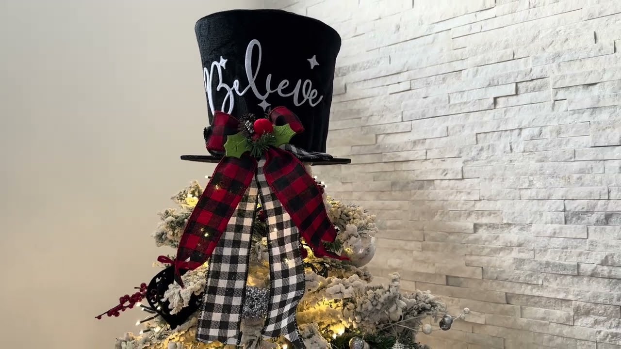 christmas tree top hat, black velvet bowler