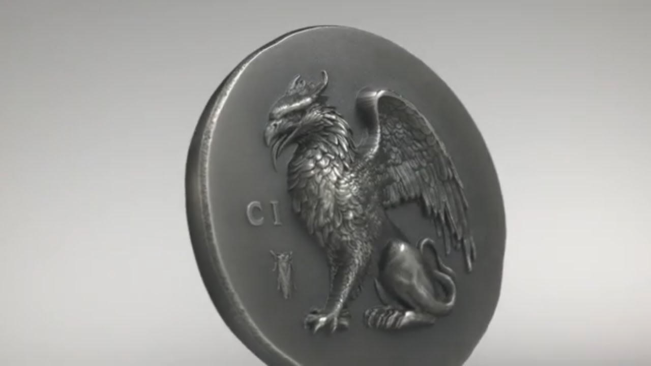 2024 Cook Islands $5 1-oz Silver Numismatic Icons: Gryphon Ultra High Relief Antiqued Coin
