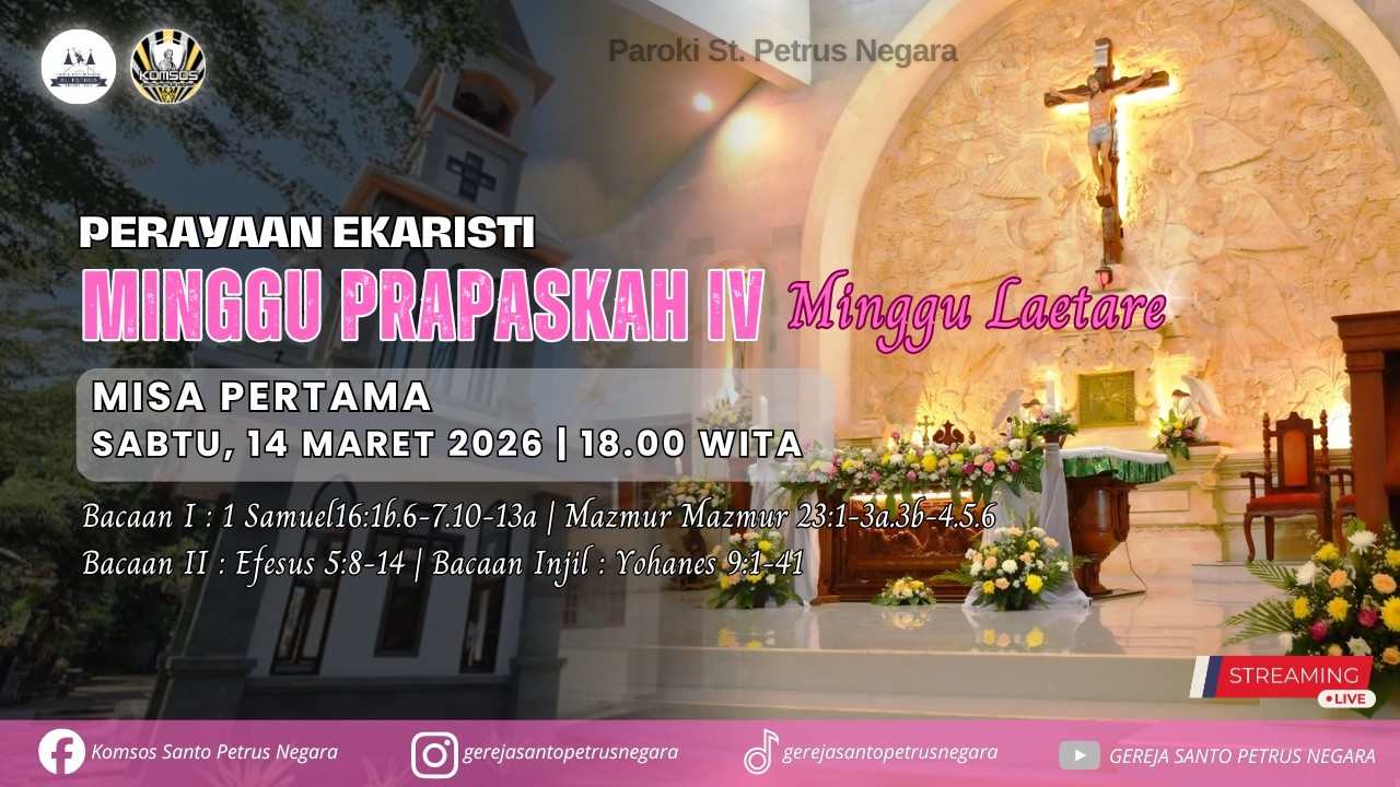 Perayaan Ekaristi | Misa Pertama Minggu Prapaskah IV (Laetare) | 18.00 Wita