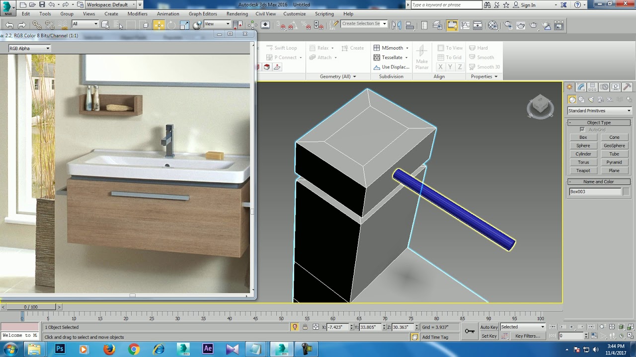 Tutorial on Modeling a wash Basin in 3dsmax.