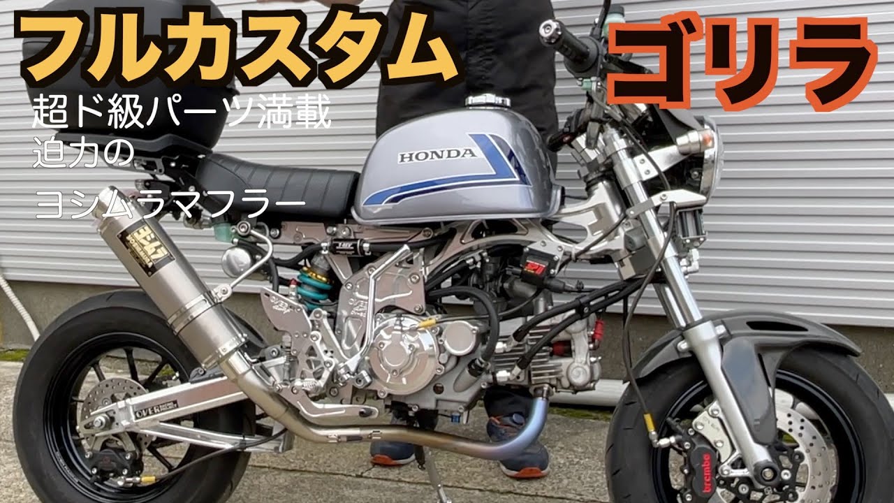 【ゴリラ】フルカスタム超ド級パーツ満載アルミフレームスペシャルカラータンクの姿DOHCボアアップエンジンの音に注目